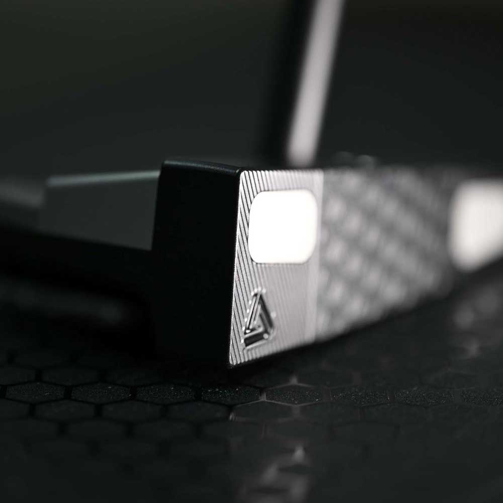 Close-up of a BGT Paradox Mallet Putter with a textured surface